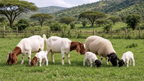 Boer goats and Dorper sheep in good condition