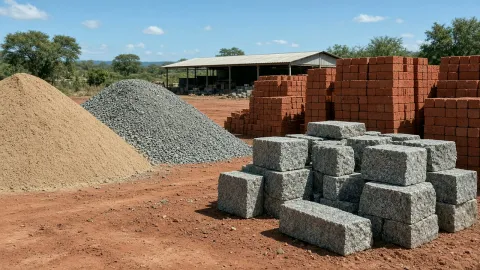Sand, aggregate, bricks and stones